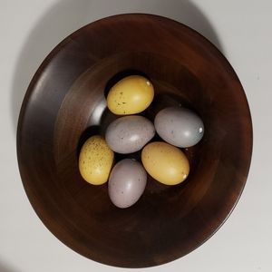 Decorative eggs yellow and purple with skewer holes- 445